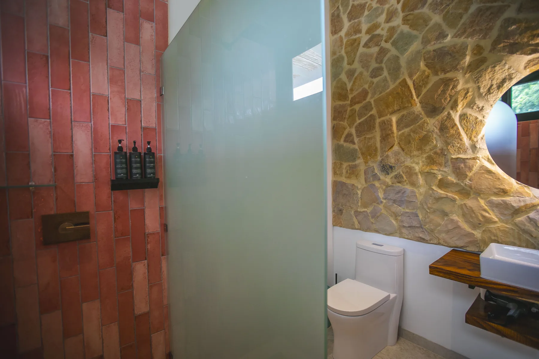 Outdoor shower detail at Villa Amara